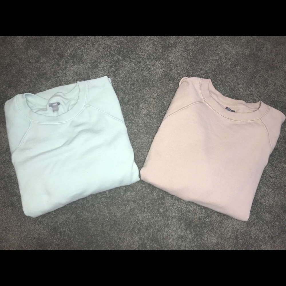 two Aerie oversized crew necks